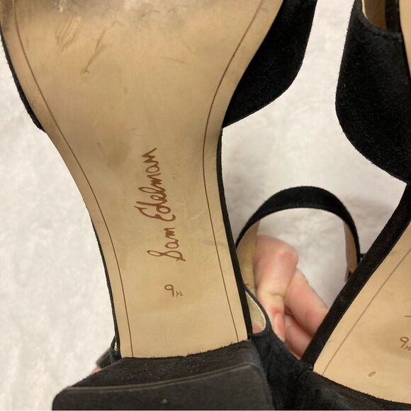 Sam Edelman Orlane Black Block Sandal Heels Suede Leather Size 9.5 - Picture 12 of 14